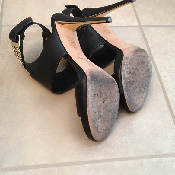 MARCIANO Gold Chain Black Leather Stilettos - Picture 6 of 7